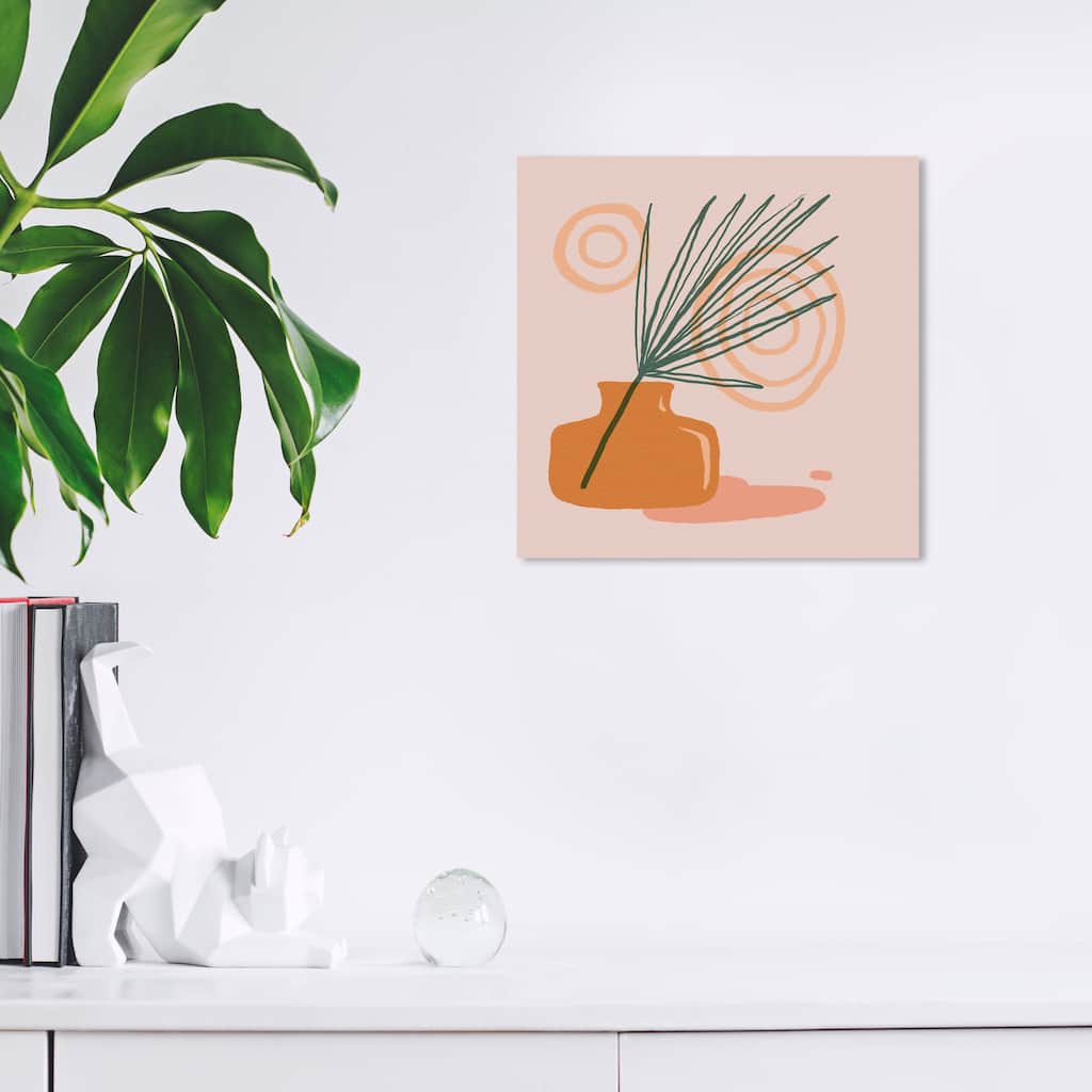Wynwood Studio Canvas Floral and Botanical Boho Leaf poster Pink and Bohemian & Eclectic Wall Art Canvas Print