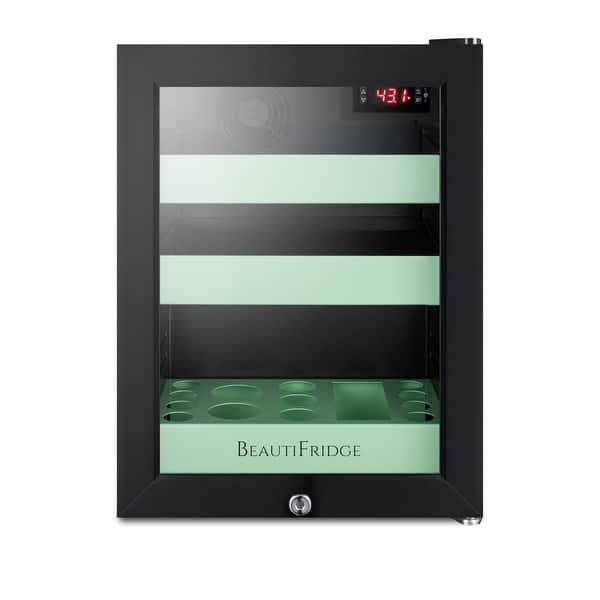 slide 2 of 15, Summit BeautiFridge 14" Wide .85 Cu. Ft. Capacity Cosmetic Black / Green