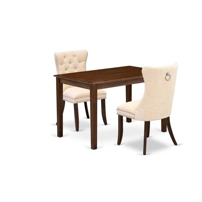 5-Piece Antique Walnut Finish Solid Wood Top - Rectangular Dining Room Set - Seats 4