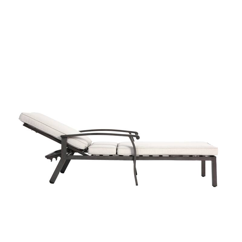 Adjustable Reclining Aluminum Chaise Lounge with Wheels for Poolside Patio Outdoor Navy Blue Rust-Resistant