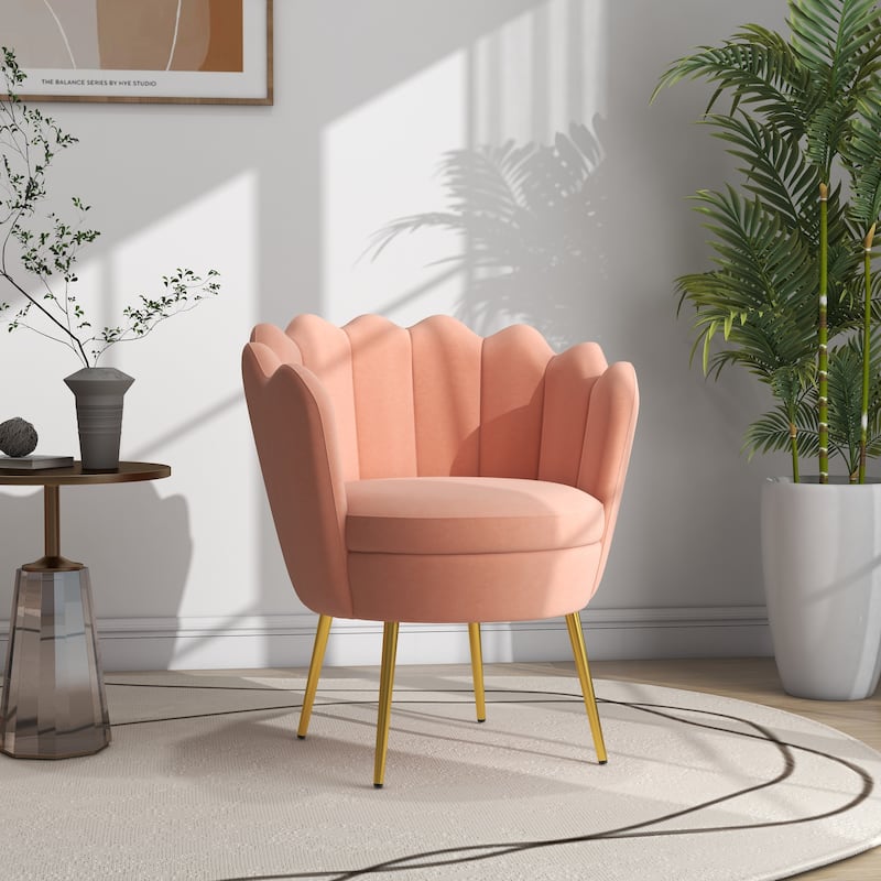 Velvet Upholstered Barrel Accent Chair
