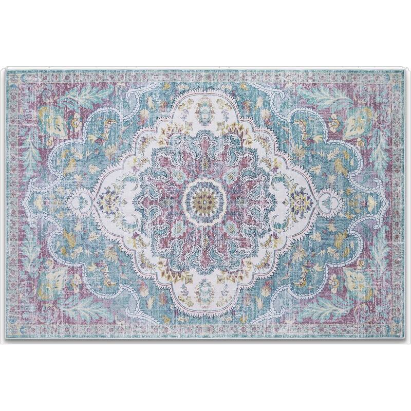 HomeRoots Medallion Traditional Rectangle Area Rug