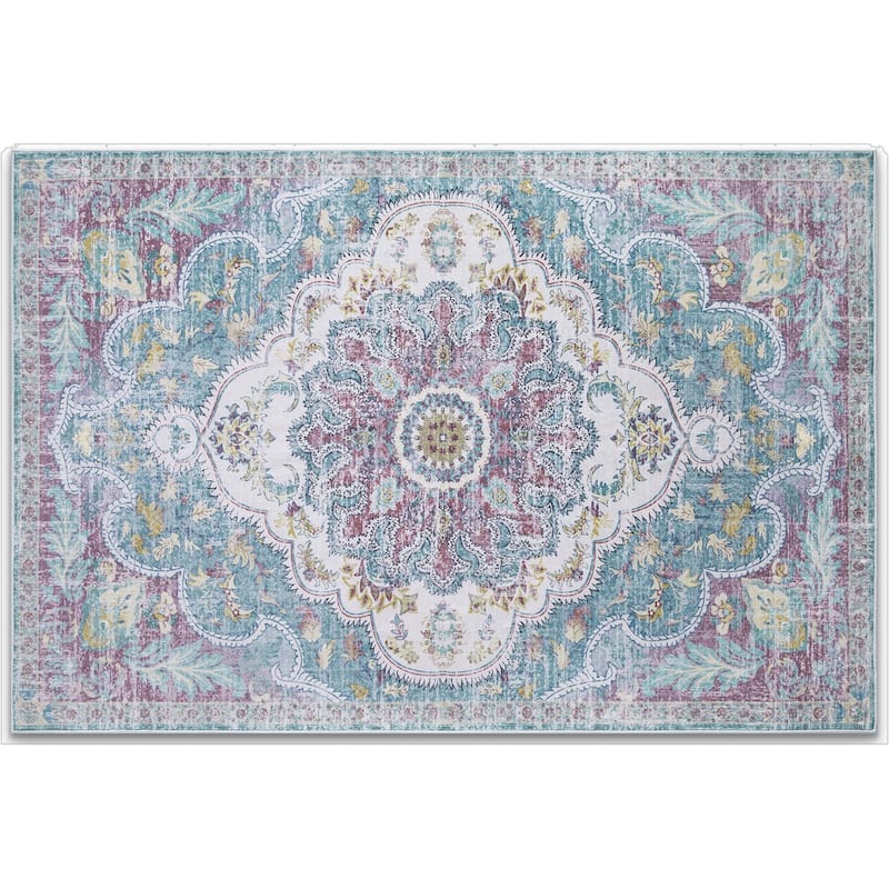 HomeRoots Tropical Floral Traditional Rectangle Area Rug - 6' X 9'