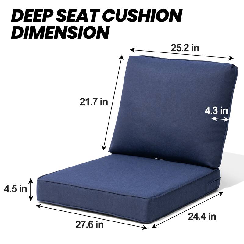 27.6 in W * 24.4 in D Outdoor Patio Deep Seat Cushion Chair Set