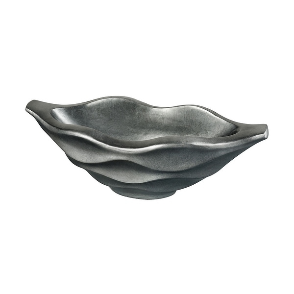 32” Silver Wave Carved Design Small Planter - N/A