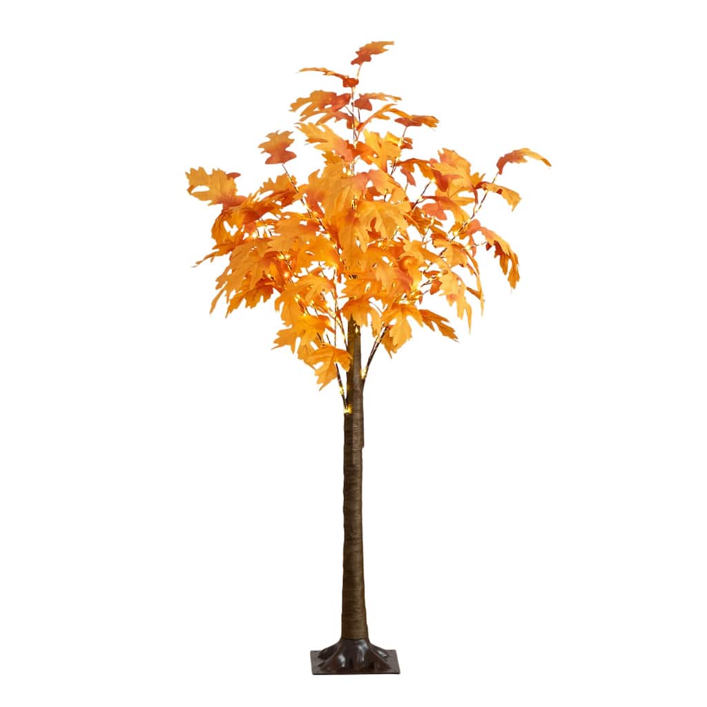 Pre-Lit Autumn Artificial Maple Fall Tree - 5' - Warm White LED Lights