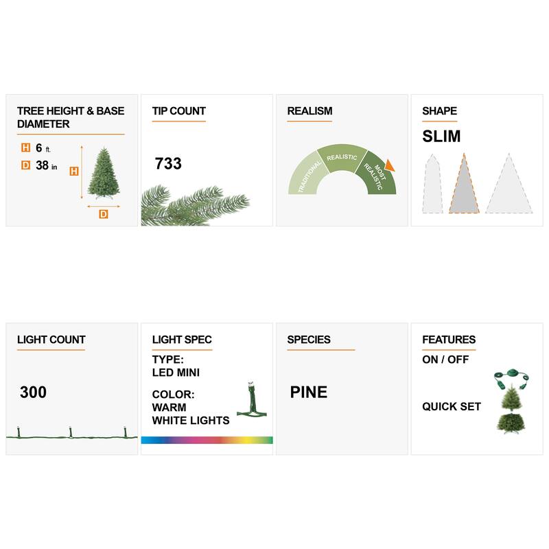 Glitzhome 6ft/7ft/9ft Deluxe Pre-Lit Flocked Slim Fir Artificial Christmas Tree with Warm White Lights