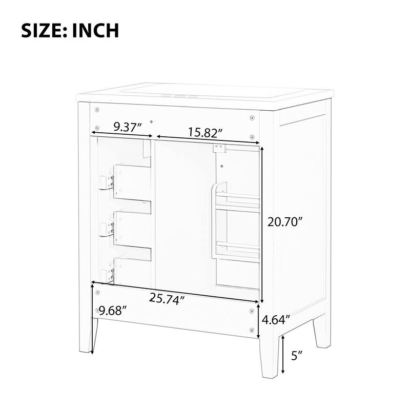 30" Bathroom Vanity with Sink Combo Bathroom Cabinet with Drawers