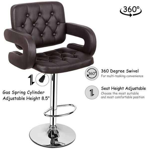 Shop Costway Set Of 2 Pu Leather Swivel Bar Stools Hydraulic Pub