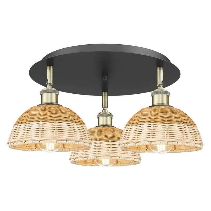 Innovations Lighting Endless Possibilities Ballston - Bristol Natural II - 3 Light 19" Flush Mount - Black Antique Brass