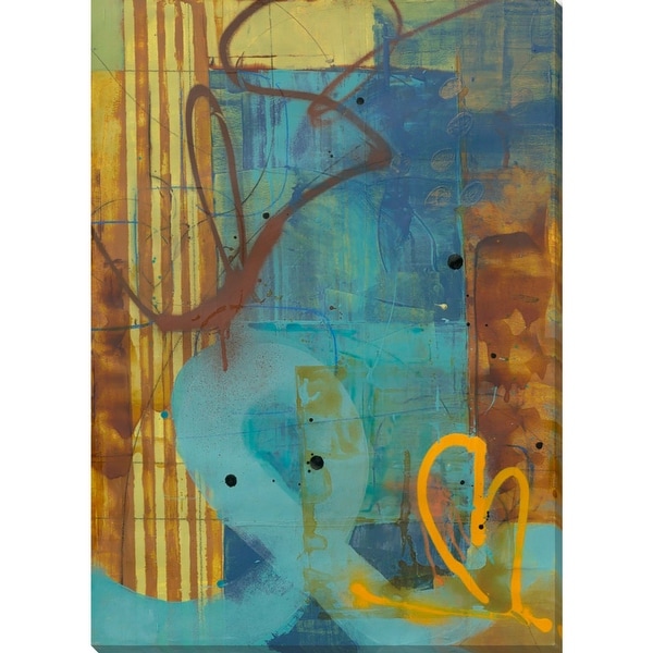 48" Blue and Brown Street Art Design Printed on Gallery Wrapped Canvas Wall Art - N/A
