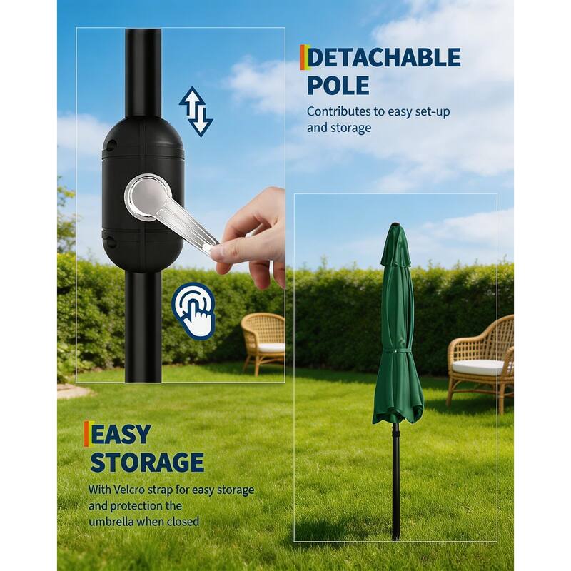 10ft Outdoor Patio Umbrella, with Crank Lift & Push Button Tilt, UV Protection Waterproof