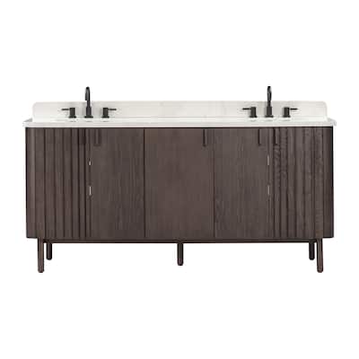Avanity Blakely 73 in. Vanity Combo in Brown Oak finish with Calacatta Quartz Top