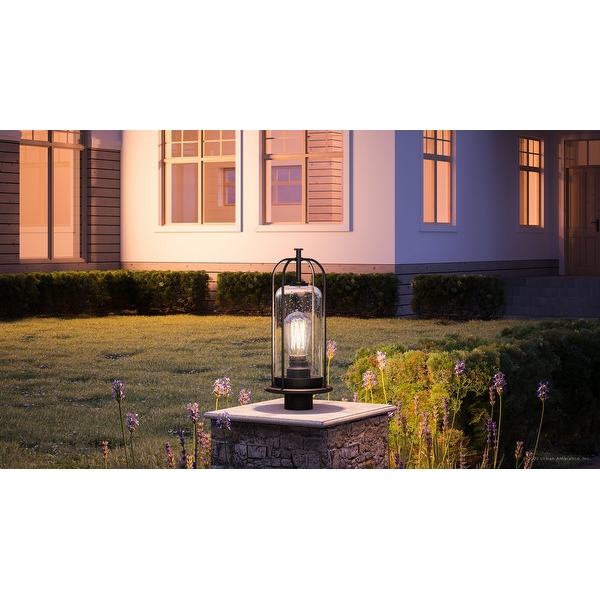 Luxury Farmhouse Outdoor Post Light 18.25 H x 8.125 W with Industrial Luxe Style Midnight Black BWP1304 by Urban Ambiance