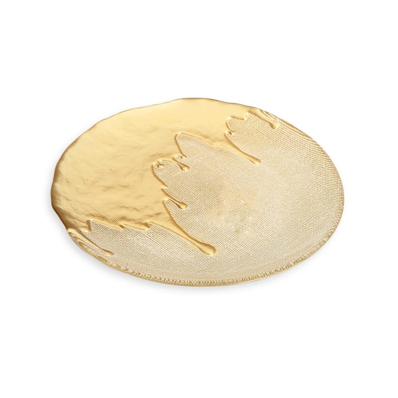 Set of 4 Dinner Plates Gold Dipped Design - 11"D