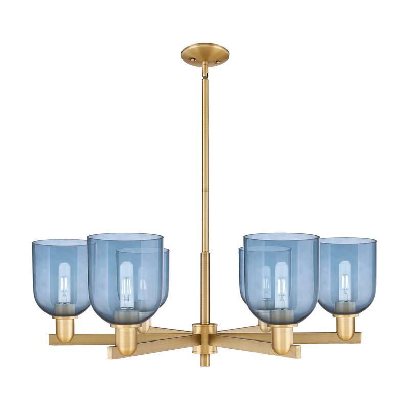 Innovations Lighting Endless Possibilities Arcadia - Bella - 6 Light 35" Stem Hung Chandelier - Blue/Brushed Brass