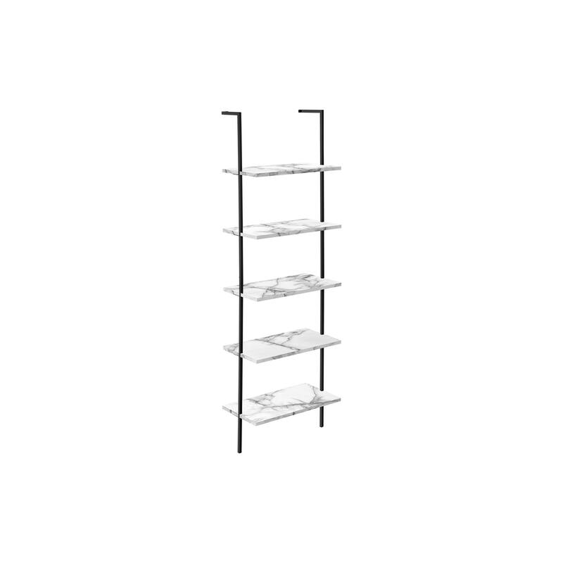 Bookshelf, Bookcase, Etagere, Ladder, 5 Tier, 72"h, Office, Bedroom, Laminate, Metal, Contemporary, Modern