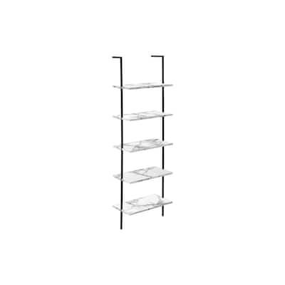 Bookshelf, Bookcase, Etagere, Ladder, 5 Tier, 72"h, Office, Bedroom, Laminate, Metal, Contemporary, Modern