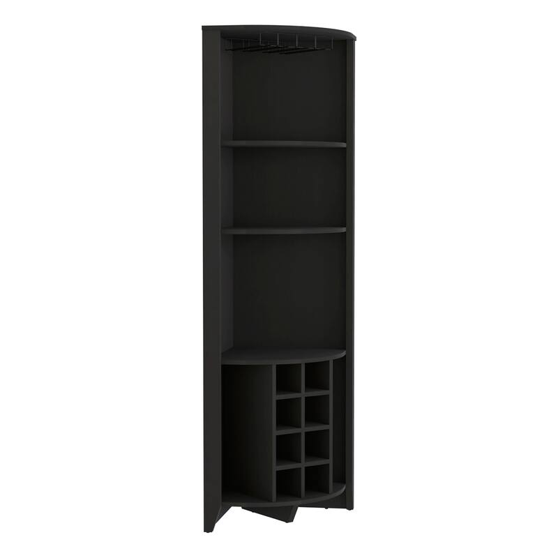 Modern Corner Bar Cabinet with 8 Built-In Wine Racks and 3 Shelves for Storage and Display