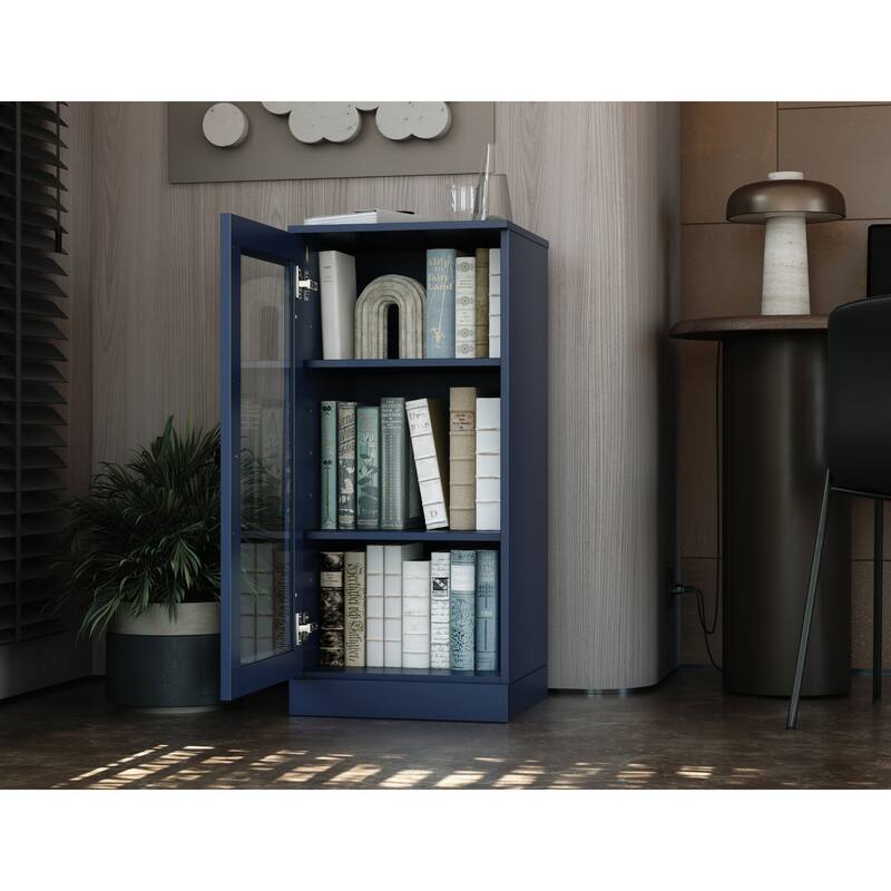 Palace Imports 100% Solid Wood 3-Shelf Bookcase with Clear Glass Door and Adjustable Shelves