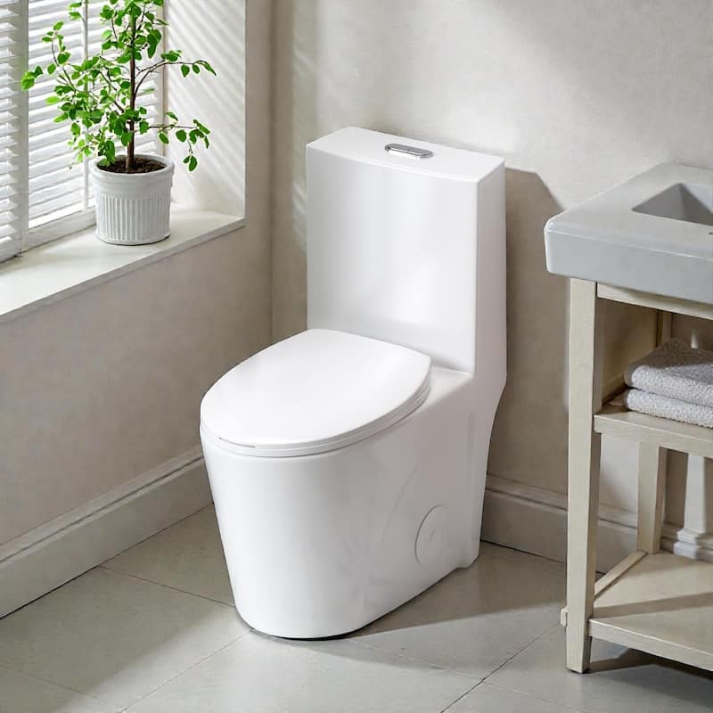 One Piece Elongated Toilet Tornado Flush. ADA Comfort Height 16.25 Inch. Dual Flush 1.1 1.6 GPF. MAP 1000g