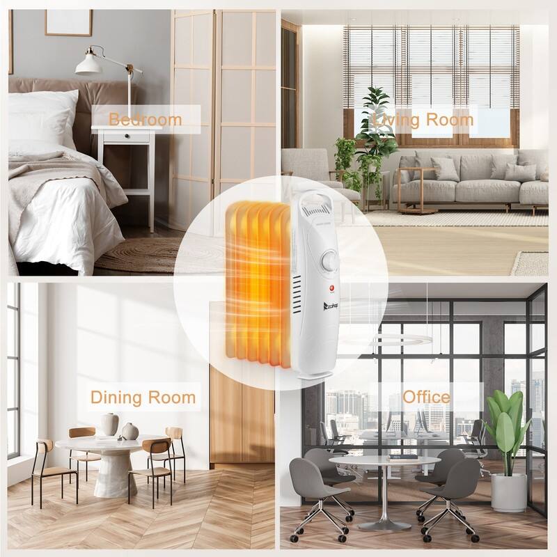 600W Portable Electric Space Heater Oil Filled Radiator Heater