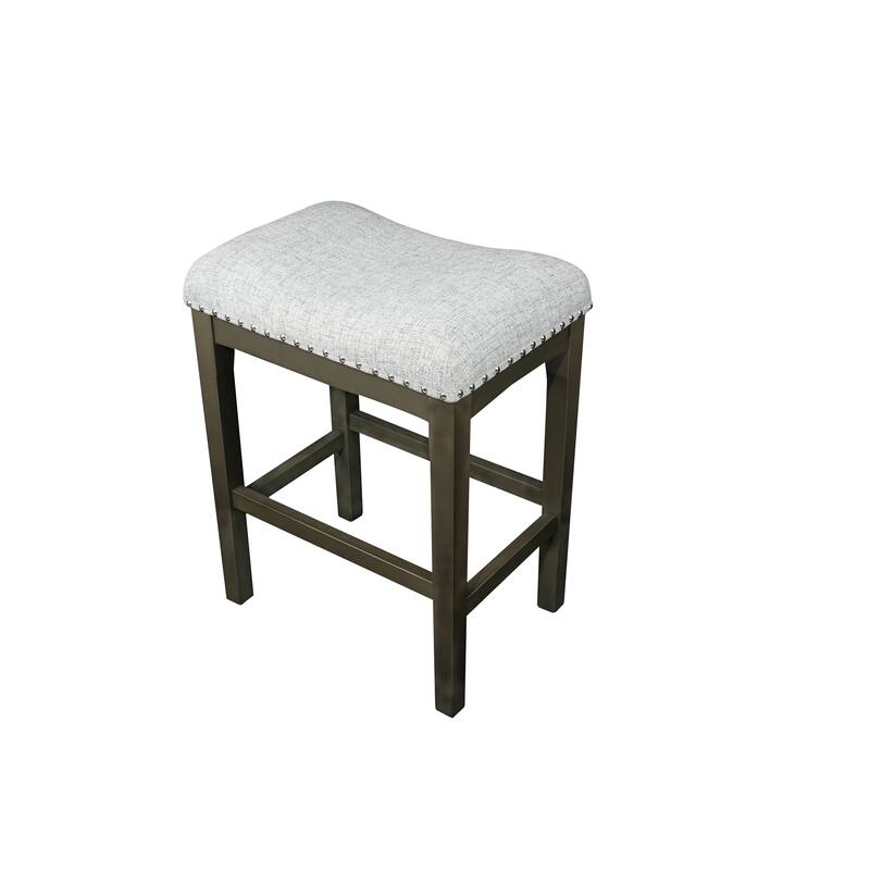 Azalea Park Bar Height Upholstered Wood Saddle Stool - 19 W x 13.25 D x 29 H"