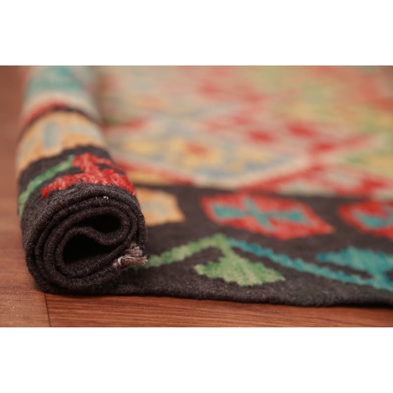 Reversible Trellis Kilim Oriental Area Rug Flatweave Wool Carpet - 8'7"x 11'2"