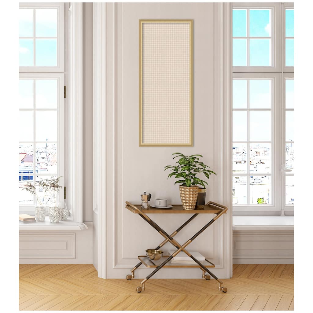 Kate and Laurel Framed Fabric Pinboard Mini Gingham Neutral Linen Wall Organization