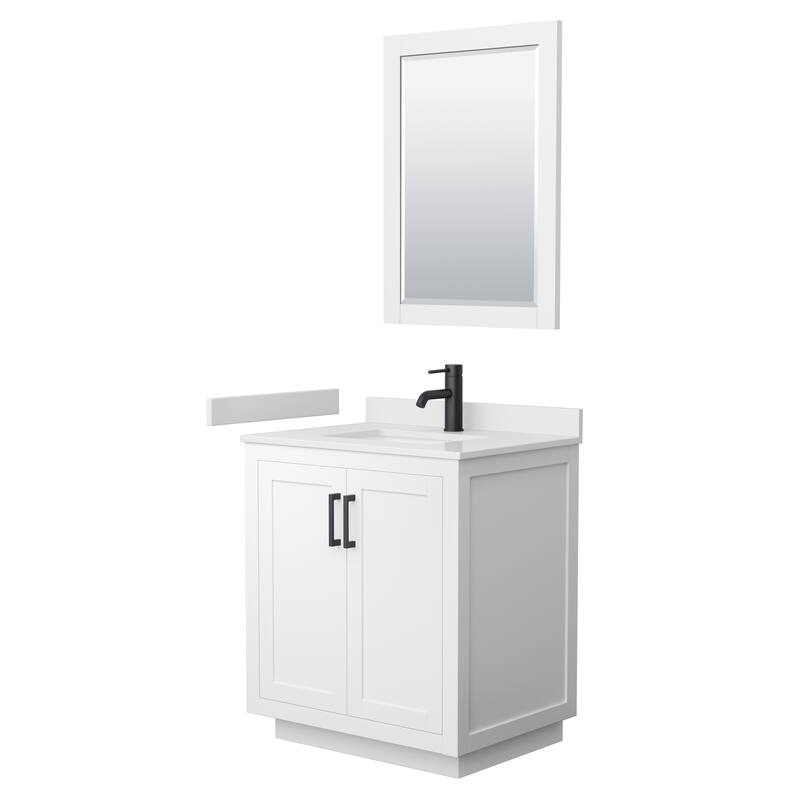 Miranda Single Vanity Set, Cultured Marble Top, 24-Inch Mirror