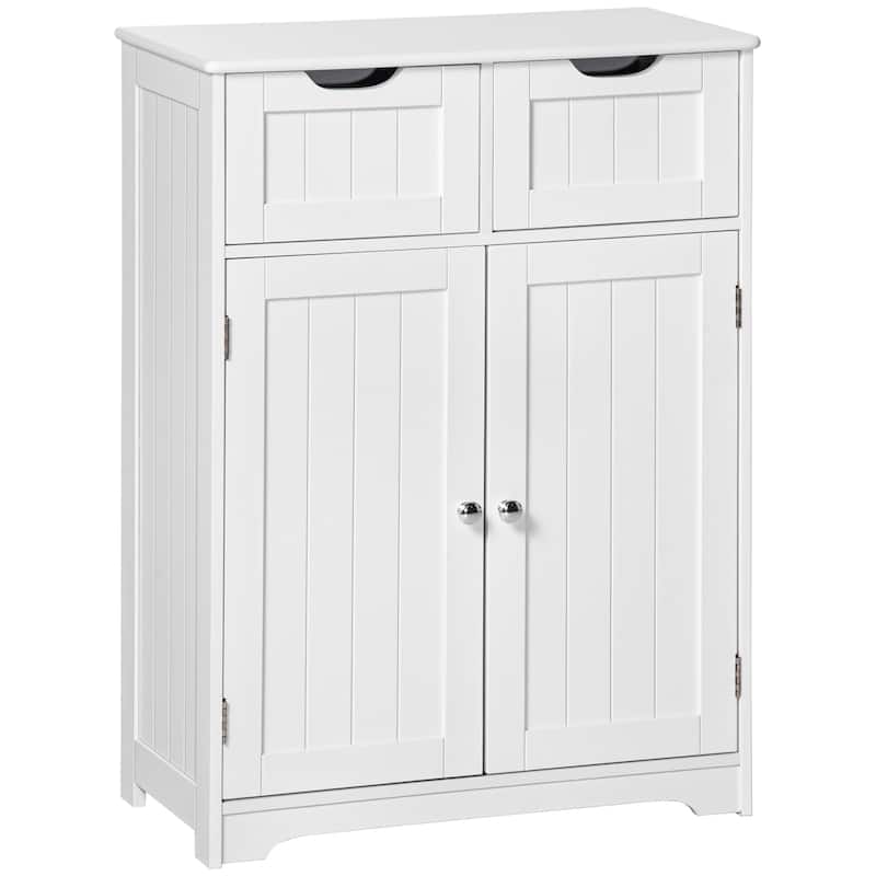 kleankin Freestanding Bathroom Storage Cabinet, Floor Cupboard with 2 Drawers, Adjustable Shelf