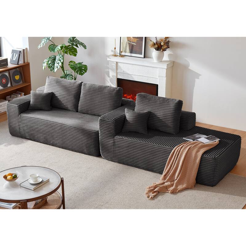 104" Cloud Sectional Sofa with L-Shape Chaise and Side Pockets, Modern Modular Design, Deep Seating, Upholstered Couch