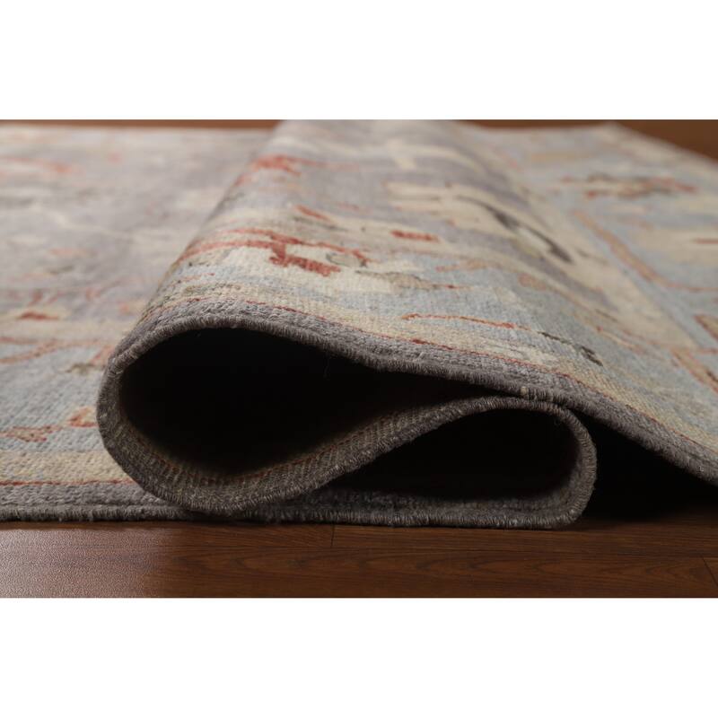 Hand Knotted Oriental 100% Wool Carpet Transitional All-Over Greys & Charcoal Oushak Area Rug - 9' 9'' X 8' 1''