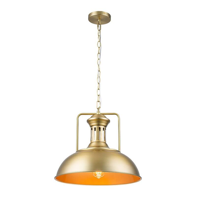 Industrial 1-Light Metal Dome Pendant Light Black Rusty 16in