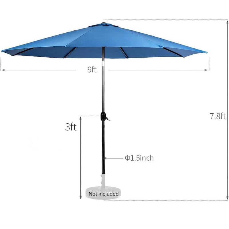 9-Foot Outdoor Patio Market Umbrella with Push Button Tilt and Crank
