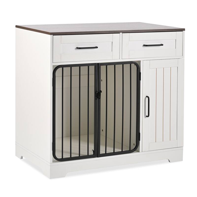 Indoor Dog Kennel with 2 Drawers and Storage Cabinet