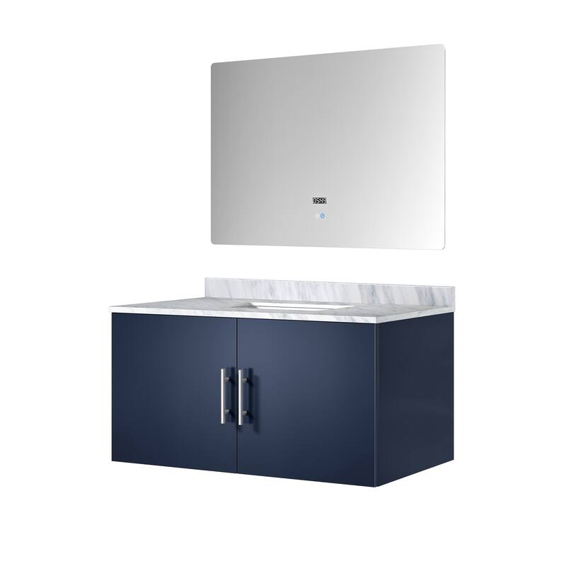 Geneva Bath Vanity with Carrara Marble Top, Sink & Mirror