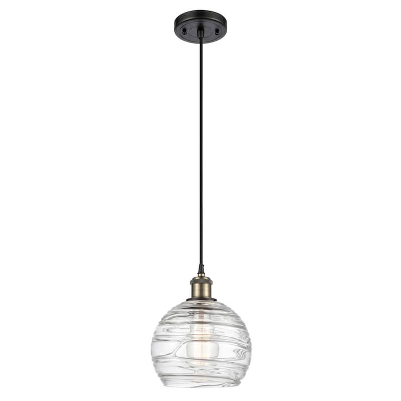 Innovations Lighting Ballston Athens Deco Swirl - 1 Light 8" Cord Hung Mini Pendant - Black Antique Brass