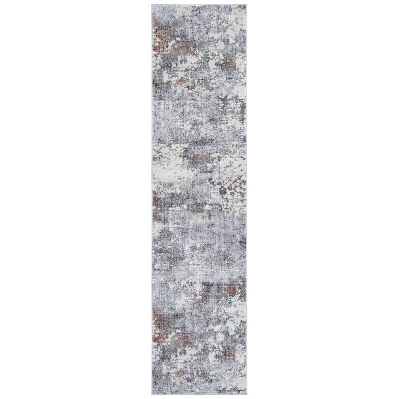 SAFAVIEH Scarlett Hemkea Transitional Rug - 2' x 8' Runner - Grey/Ivory Rust