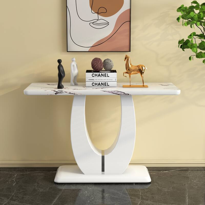 47.2 "x 18" x 29.5 "Modern minimalist striped MDF material rectangular counter dining table for bedroom bedside entrance