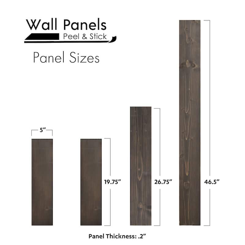 Peel and Stick Solid Wood Wall Paneling, Assorted Length, 5-inch Width, 19 sq ft
