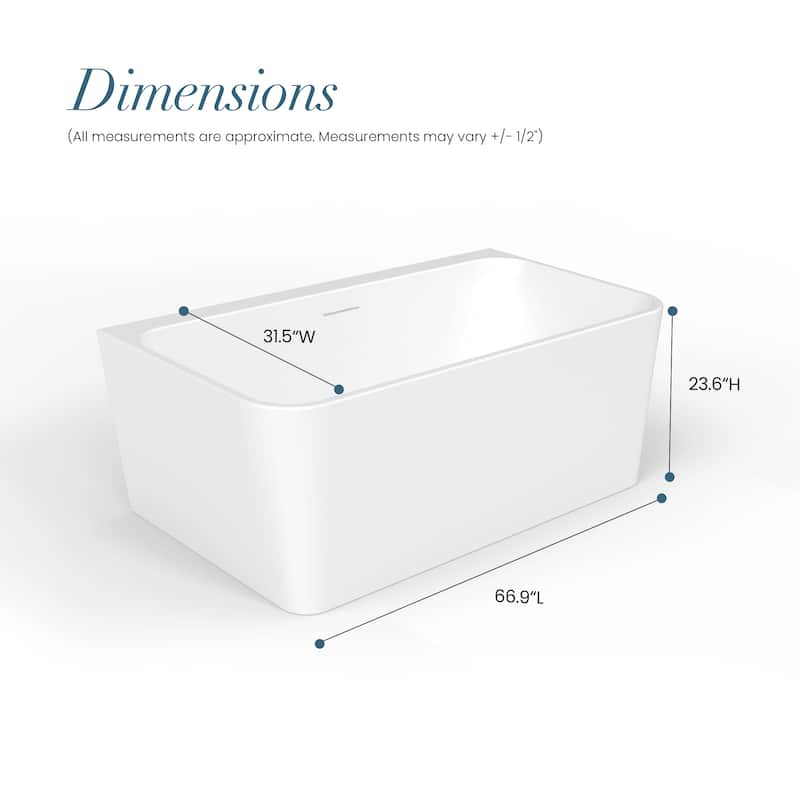 Dashiel White Acrylic 67 in. Freestanding Soaking Bathtub - 67 inches - 67 inches
