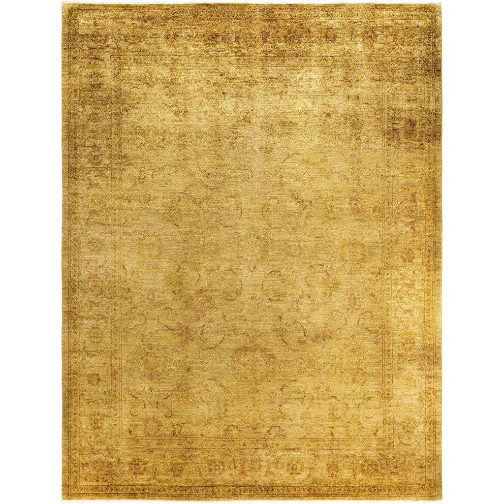 Overdyed One-of-a-Kind Hand-Knotted Area Rug - Yellow - 8' 1" x 10' 4"