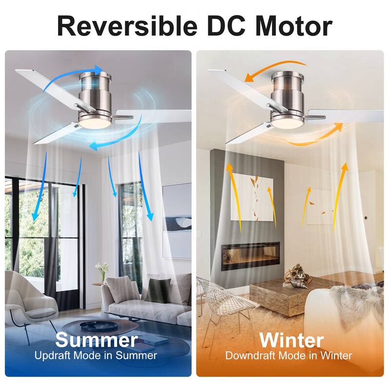 YUHAO Kaleido 48 in. Indoor Matte Black Ceiling Fans with 3-Colors Integrated LED and Dual-Finish Blades