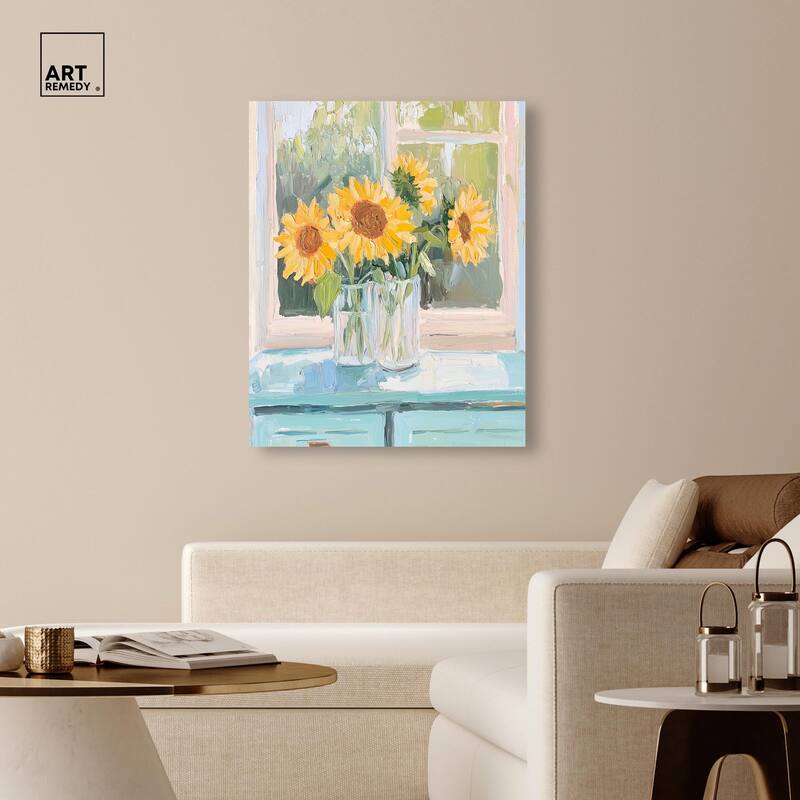 Sunflower Quartet Canvas by Art Remedy, Gallery Wrapped