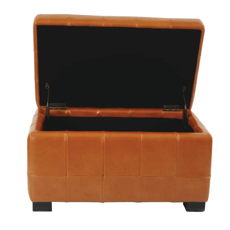 SAFAVIEH Lissa Storage Tufted Ottoman Bench - Saddle