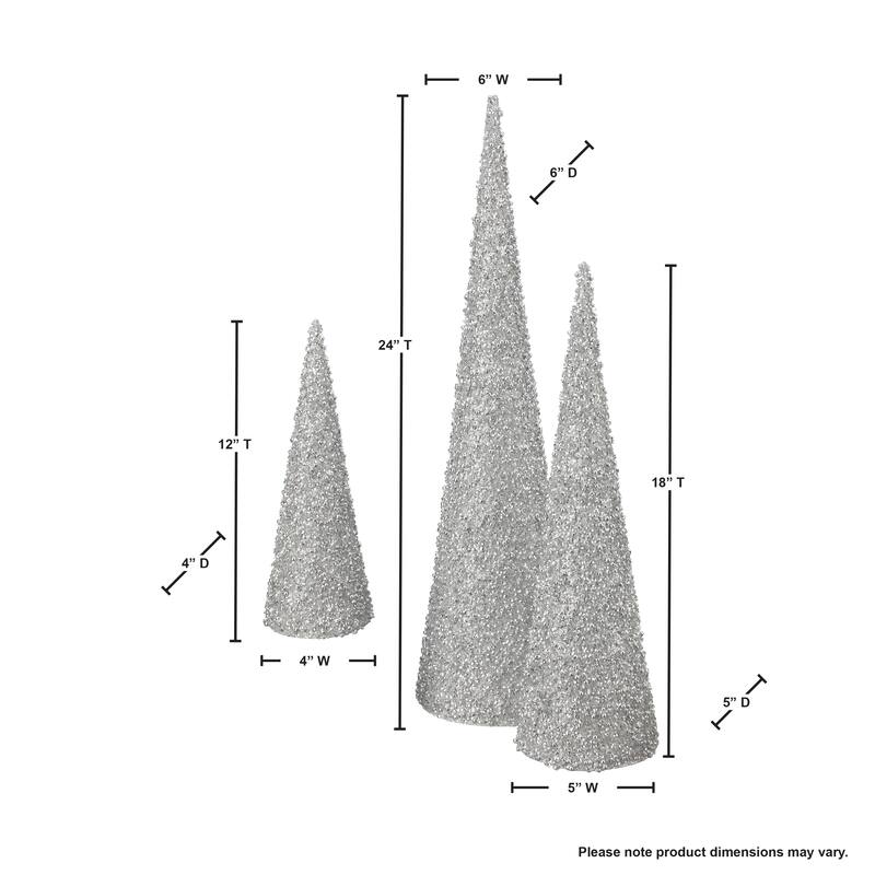 12/18/24" Glitter Cone Tree Set of 3