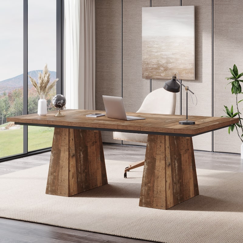 63 Inches Modern Executive Computer Desk - Brown