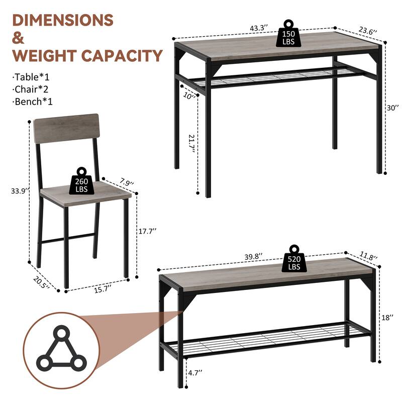 Futzca Dining Table Set, Kitchen Bar Table and Chairs, 3 Or 4 Pieces