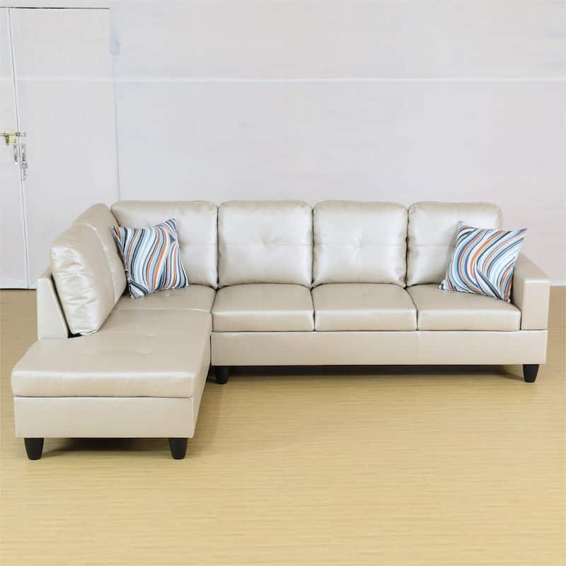 KISRAIS 103" Wide 2-Piece Vegan Leather Sectional Sofa